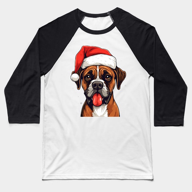 Boxer Dog Christmas Baseball T-Shirt by MZeeDesigns